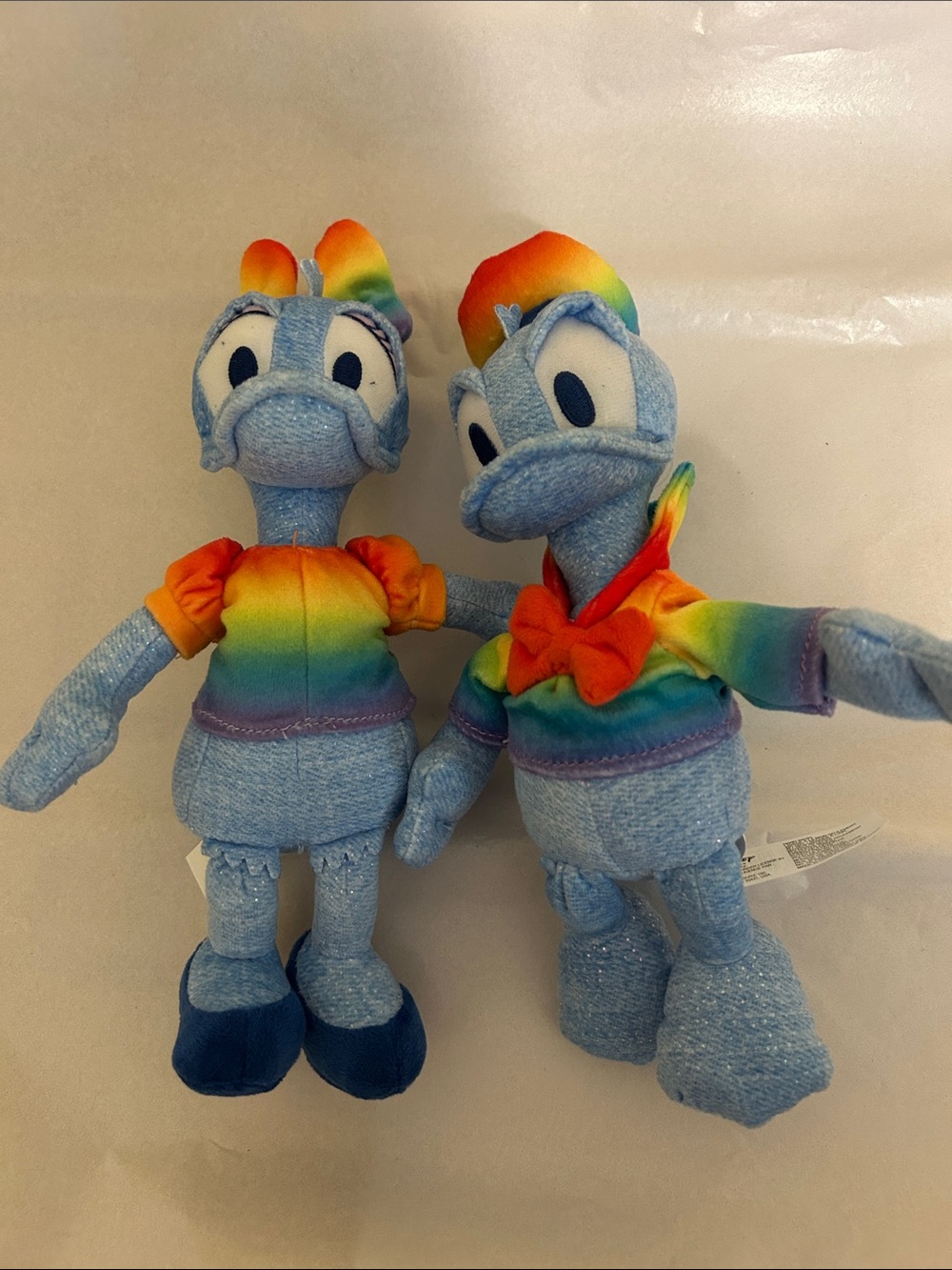Disney Blue Donald Duck and Daisy Plush Pair with Rainbow Outfits